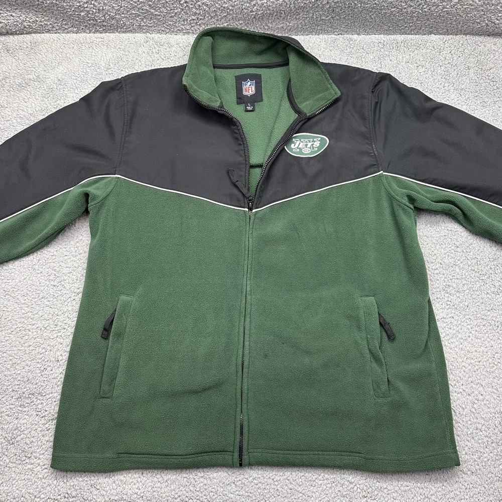 NFL NY New York Jets Men's Size Large Coat Full-Zip Fleece Green/Black Jacket